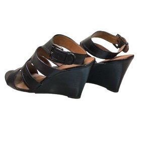 Women’s Black Wedge Heel Ankle Strap Shoe Sz Woman’s Sz 9 Franco Sarto